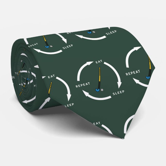 Field Hockey Eat Sleep Repeat Sports Fan Saying Neck Tie (Rolled)