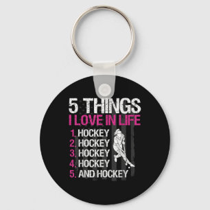 Field Hockey Girl 5 Things I Love In Life Keychain