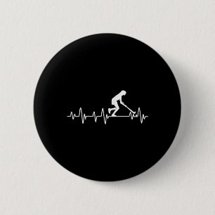 Field Hockey Girl Heartbeat Women Field Hockey Button