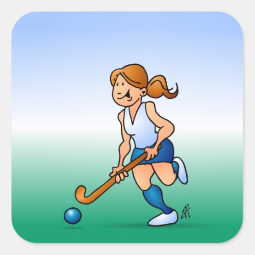 Field  hockey girl square sticker