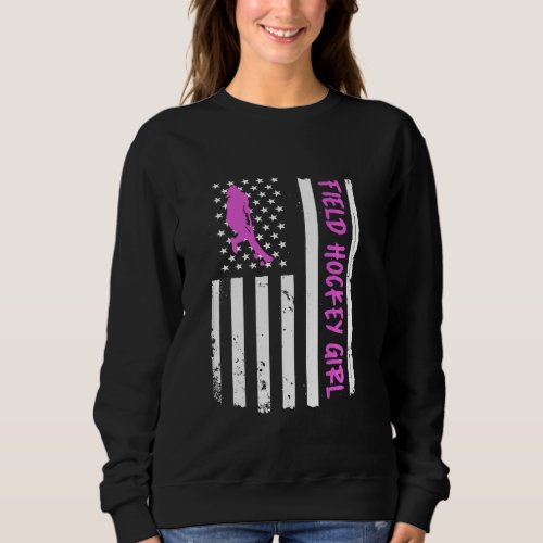 Field Hockey Girl Usa Flag Sweatshirt