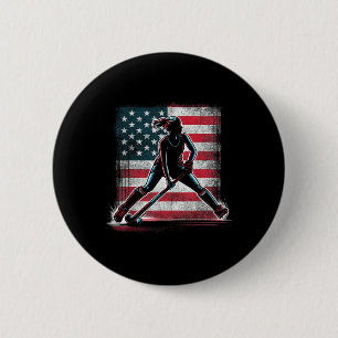 Field Hockey Girl Usa United States Of America Fla Button