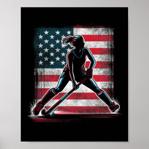 Field Hockey Girl Usa United States Of America Fla Poster