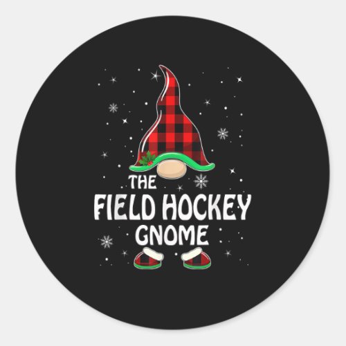 Field Hockey Gnome Buffalo Plaid Matching Family C Classic Round Sticker