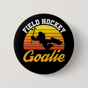 Field Hockey Goalie Goalkeeper Retro Button