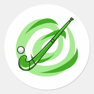 Field Hockey green logo Classic Round Sticker