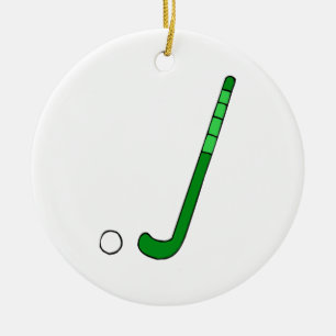 Field Hockey green stick Ceramic Ornament