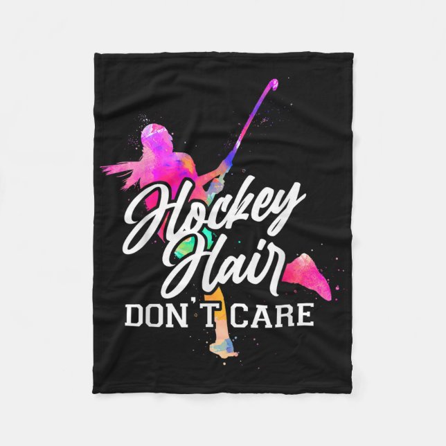 Field Hockey Hockey Hair Don't Care _1  Fleece Blanket (Front)