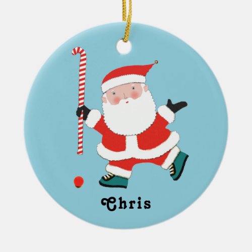 Field Hockey Holiday Gift Ceramic Ornament