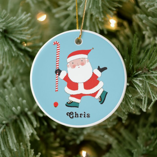 Field Hockey Holiday Gift Ceramic Ornament (Tree)