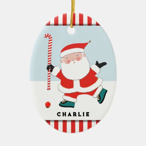 Field Hockey Holiday Gift Ceramic Ornament