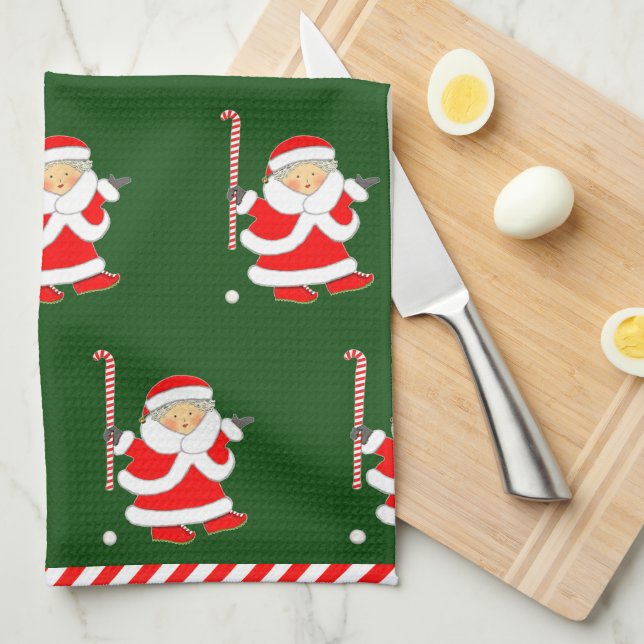 Field Hockey Holiday Gift Kitchen Towel (Quarter Fold)