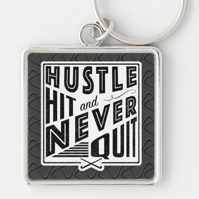 Field Hockey Hustle, Hit And Never Quit Keyring (Front)