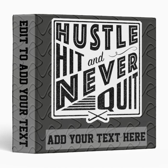Field Hockey Hustle Hit & Never Quit 3 Ring Album Binder (Front/Spine)