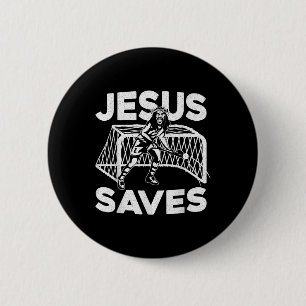 Field Hockey Jesus Faith Christian Jesus Saves Button