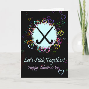 Field Hockey Let's Stick Together Valentine's Card