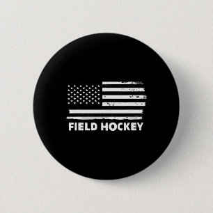Field Hockey Life Usa Flag Patriotic Sports Design Button