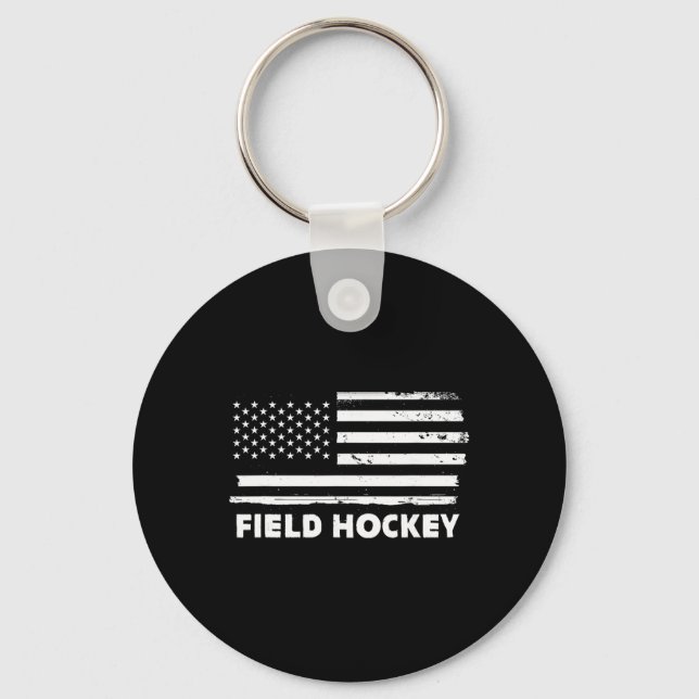 Field Hockey Life Usa Flag Patriotic Sports Design Keychain (Front)