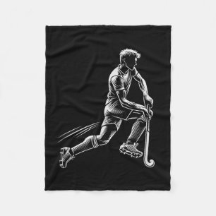 Field Hockey Men Line Art Fieldhockey Team  Fleece Blanket