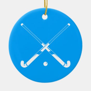 Field Hockey Ornament W/name Blue by sportsdesign at Zazzle