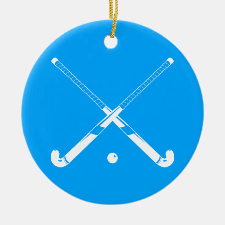 Field Hockey Ornament w/Name Blue Zazzle