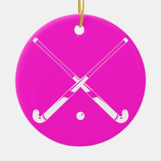Field Hockey Ornament w/Name Pink (Front)