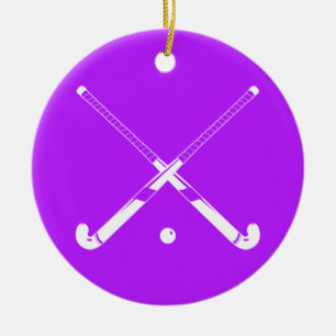 Field Hockey Ornament w/Name Purple