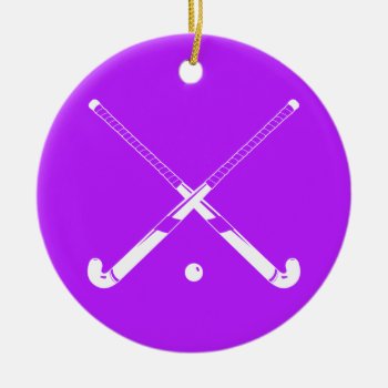 Field Hockey Ornament W/name Purple by sportsdesign at Zazzle
