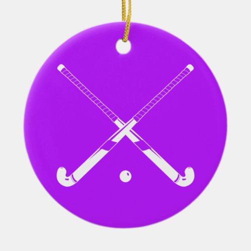 Field Hockey Ornament wName Purple