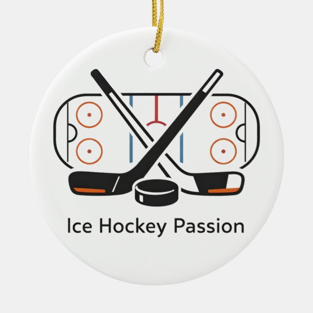 Field Hockey Ornament w/Name White (Front)