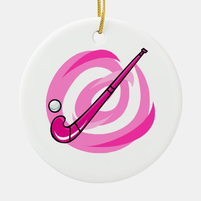 Field Hockey pink logo Ceramic Ornament (Front)