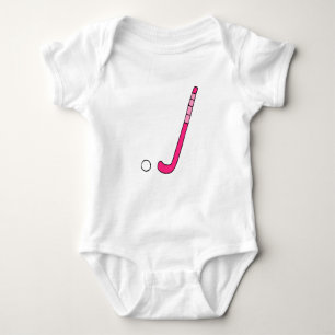 Field Hockey pink stick Baby Bodysuit