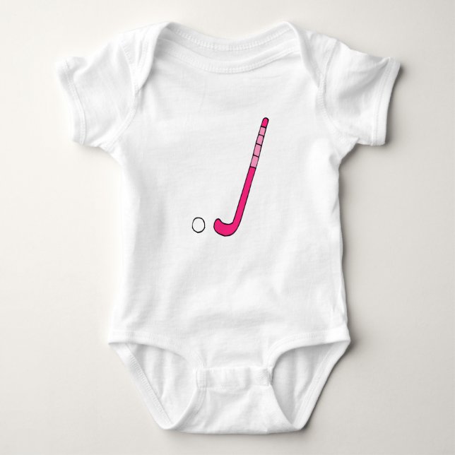 Field Hockey pink stick Baby Bodysuit (Front)