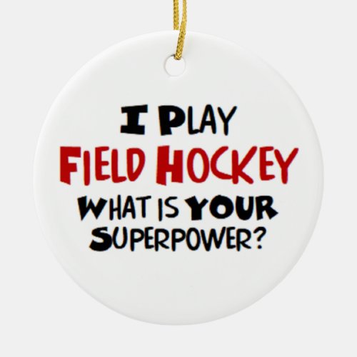 field hockey player ceramic ornament