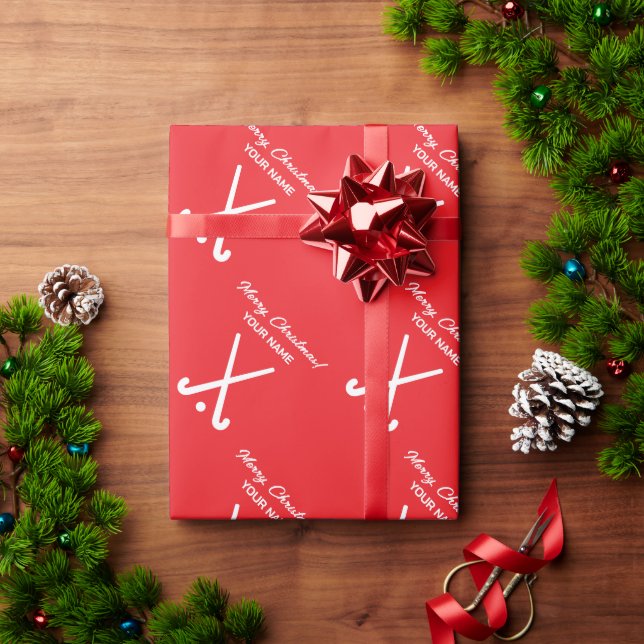 Field hockey player Christmas wrapping paper (Holiday Gift)