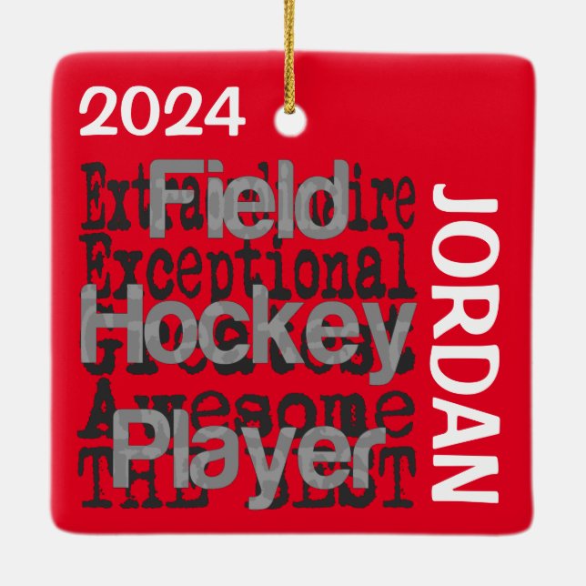 Field Hockey Player Extraordinaire CUSTOM Ceramic Ornament (Back)