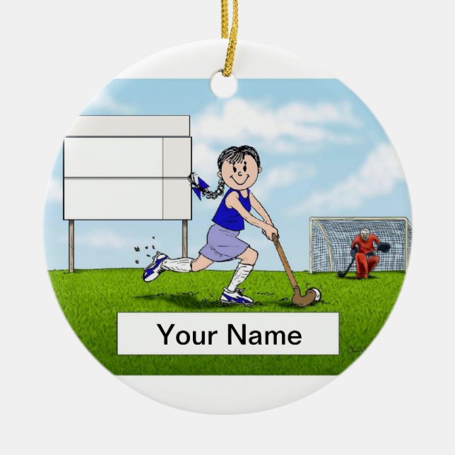 Field Hockey Player - Female Ceramic Ornament (Front)