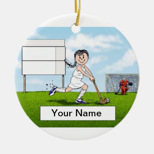 Field Hockey Player _ Female Ceramic Ornament