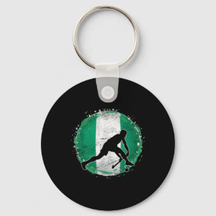 Field Hockey Player Nigeria Nigerian Flag Nigeria Keychain