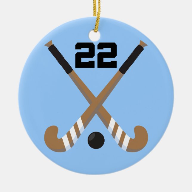 Field Hockey Player Uniform Number 22 Gift Ceramic Ornament (Front)