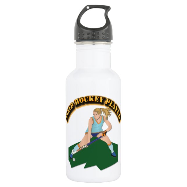 Field Hockey Player with Text Water Bottle (Front)