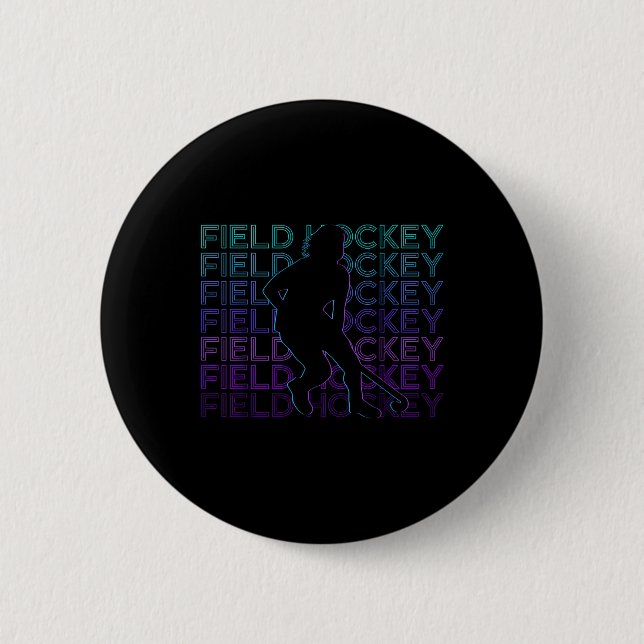 Field Hockey Retro  Button (Front)