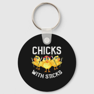Field Hockey Shirts For Girls Chicks With Sticks H Keychain