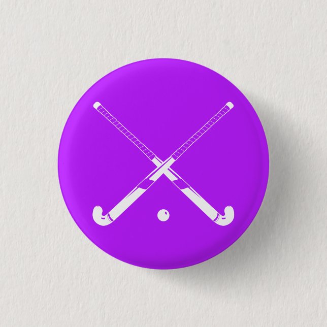 Field Hockey Silhouette Button Purple (Front)