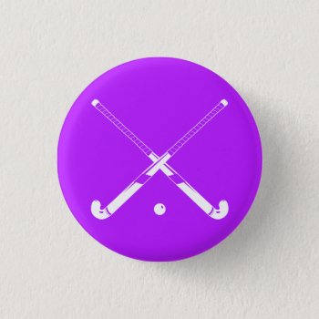 Field Hockey Silhouette Button Purple by sportsdesign at Zazzle