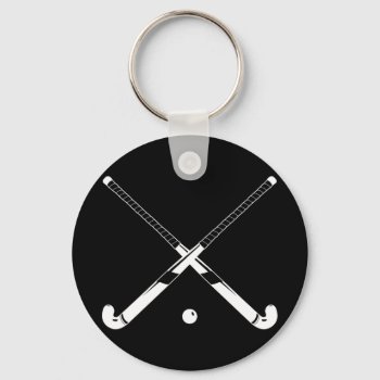 Field Hockey Silhouette Keychain Black by sportsdesign at Zazzle