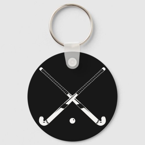 Field Hockey Silhouette Keychain Black