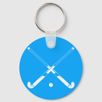 Field Hockey Silhouette Keychain Blue by sportsdesign at Zazzle