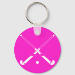 Field Hockey Silhouette Keychain Pink at Zazzle
