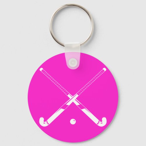 Field Hockey Silhouette Keychain Pink